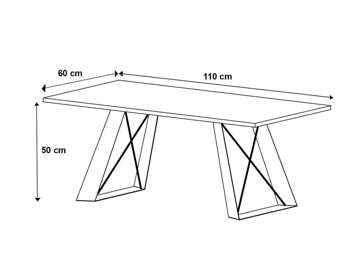 COUCHTISCH Satis Davos Eiche Trüffelbraun / Schwarz 110 / 60 / 50cm - Trüffeleichefarben/Schwarz, Holz/Holzwerkstoff (60/110/50cm) - Feldmann-Wohnen