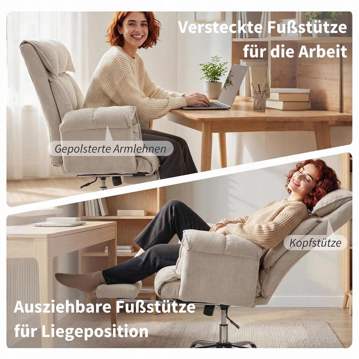 BÜROSTUHL Polyester Stahl Hellgrau - Chromfarben/Hellgrau, Textil/Metall (75/118/77cm) - HOMCOM