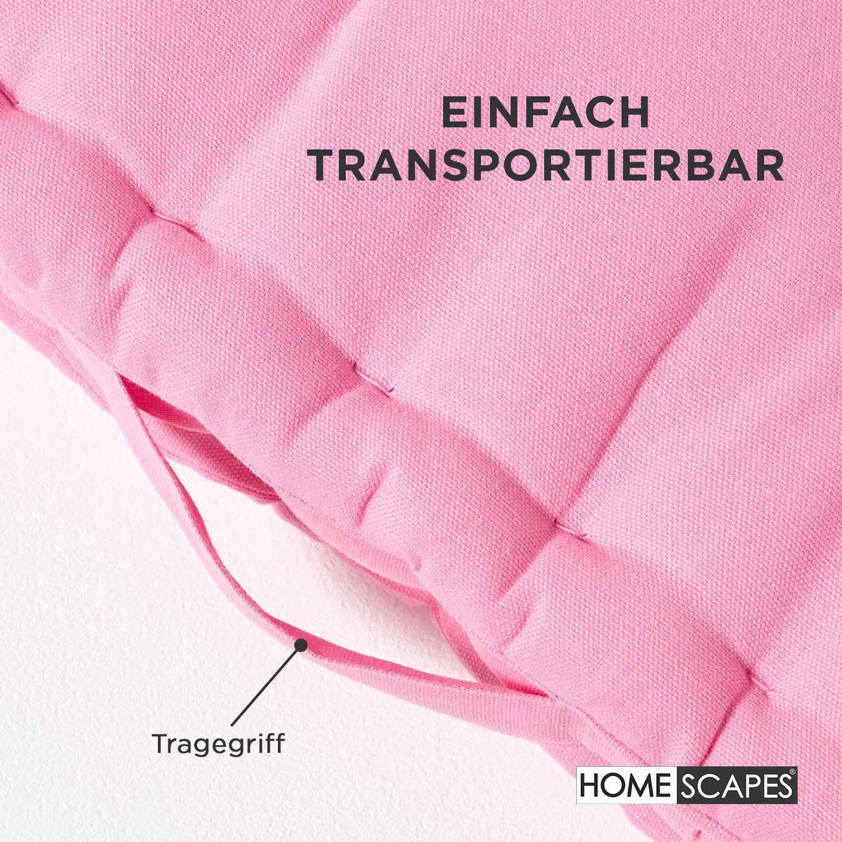 SITZKISSEN rosa 40/40/8 cm – Bodenkissen unifarben - Hellrosa, Textil (40/40/8cm) - Homescapes