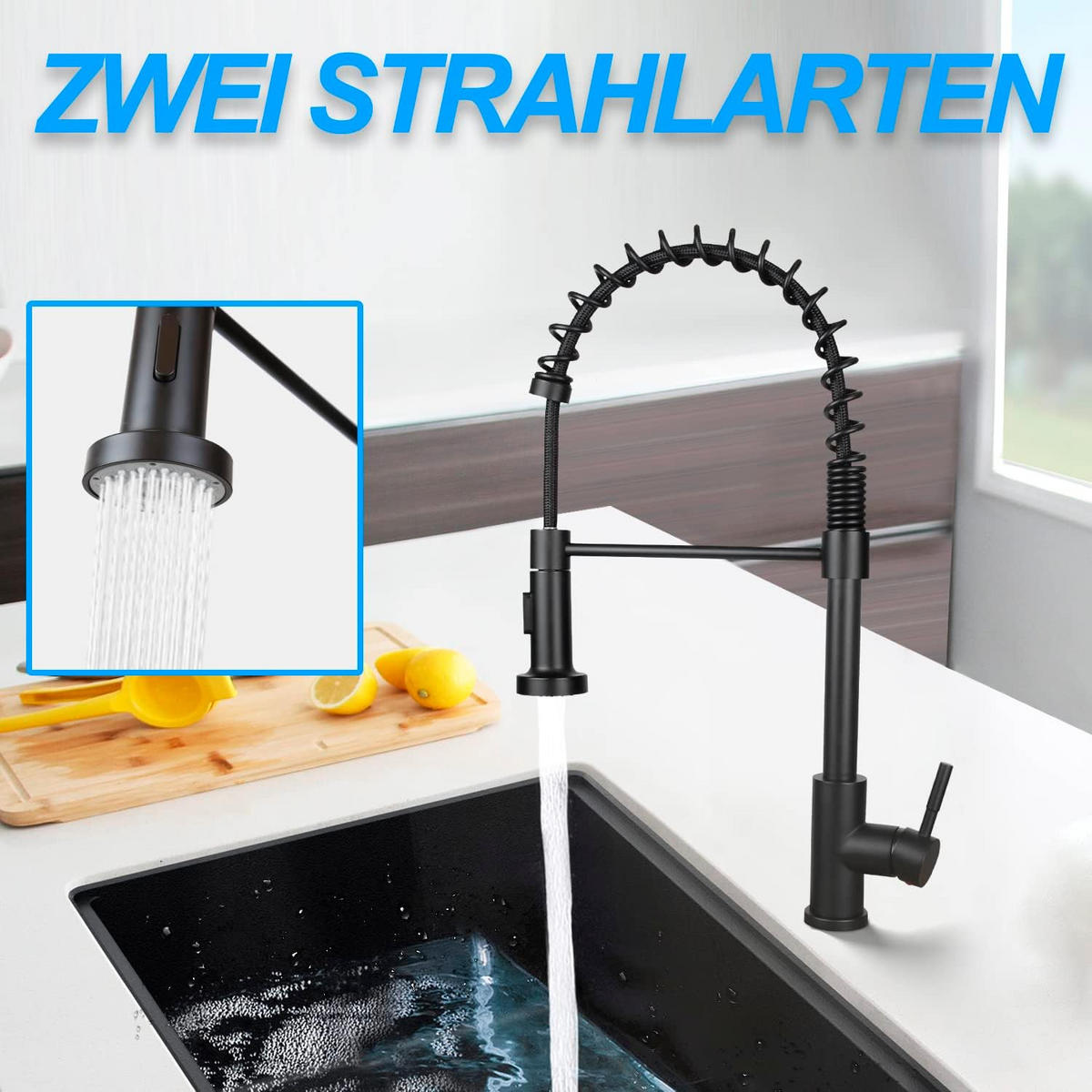 WASCHTISCHARMATUR Seviand 4.9/46.9/25.1 cm - Schwarz, Metall (4.9/46.9/25.1cm) - ZMH