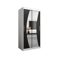 SCHWEBETÜRENSCHRANK 200/100/62 2-türig - Silberfarben/Schwarz, Holz/Kunststoff (100/200/62cm) - Abiks Möbel