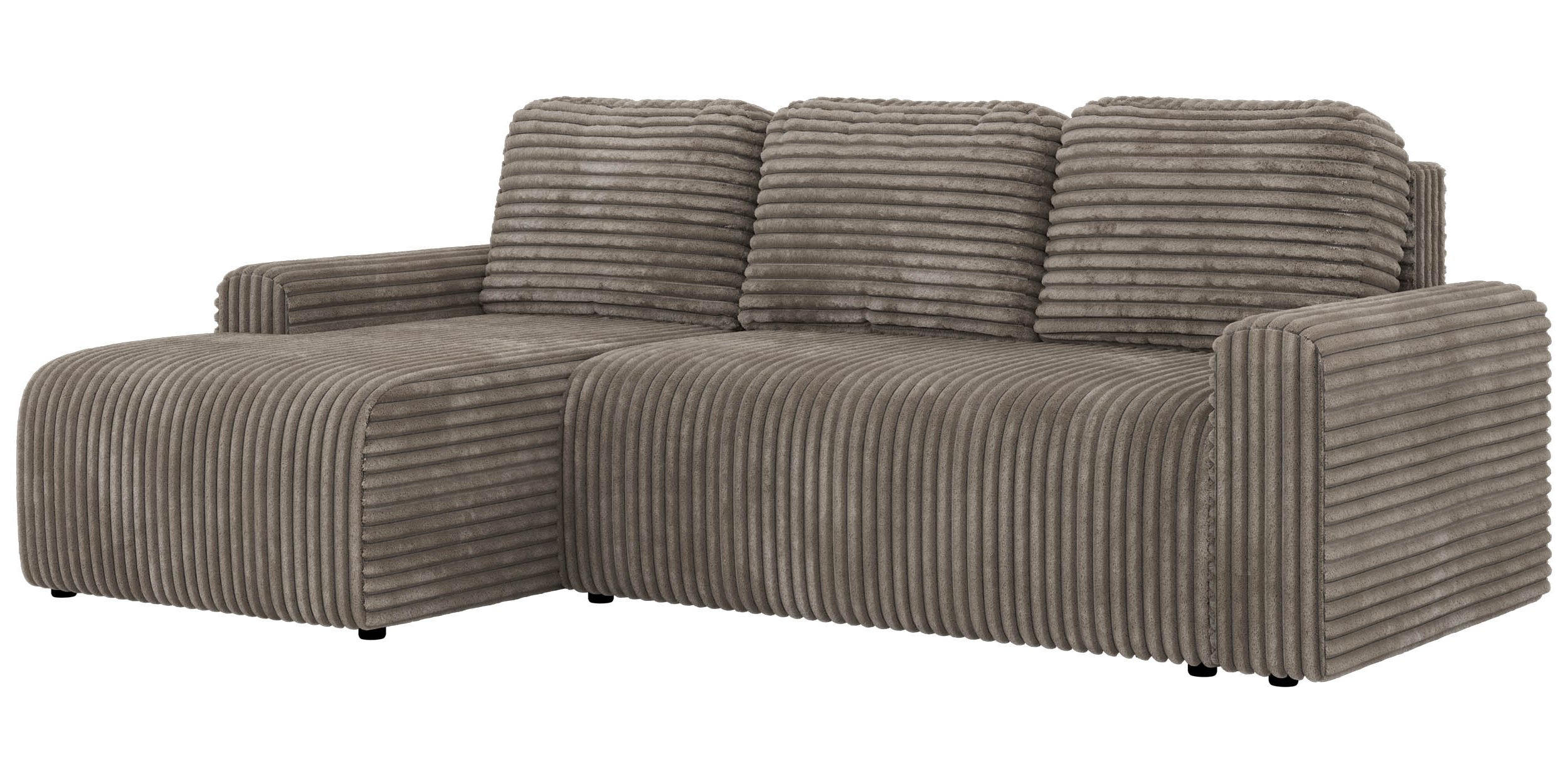 ECKSOFA NESSARO L Hellbraun Cord - Links Seite - Hellbraun/Schwarz, Kunststoff/Textil (244/151cm) - MKS