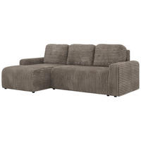 ECKSOFA NESSARO L Hellbraun Cord - Links Seite - Hellbraun/Schwarz, Kunststoff/Textil (244/151cm) - MKS
