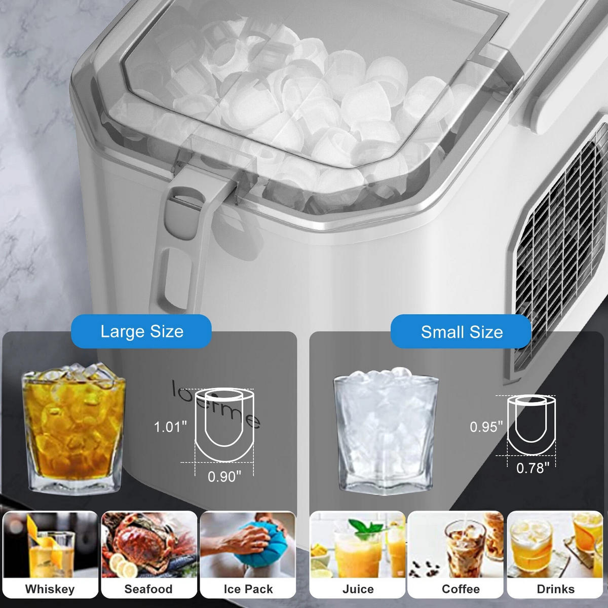 EISWÜRFELBEREITER Desktop Vollautomatisch Silber 12kg 24h - Weiß, Kunststoff (22/29/29cm) - Kaket