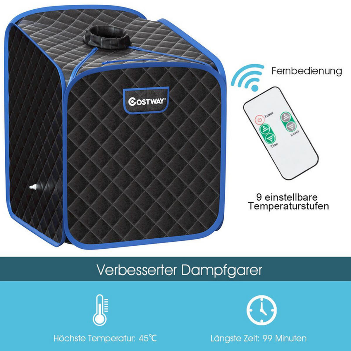 AMPFSAUNA Tragbare schwarz - Schwarz, Textil (85/106/84cm) - COSTWAY