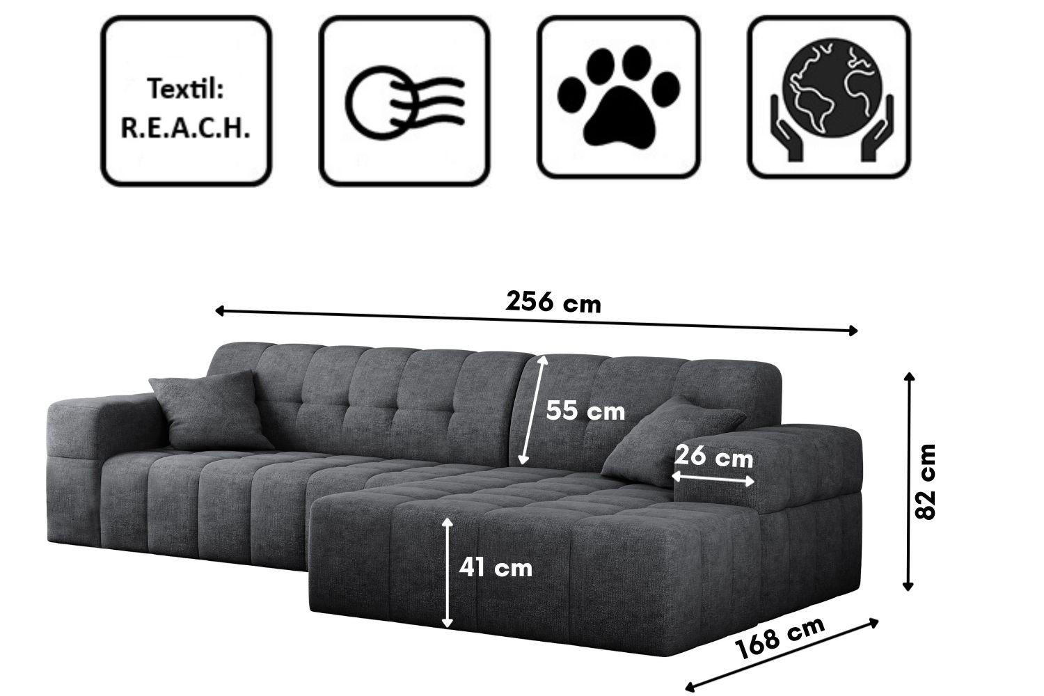 Thumbnail - Kaiser Möbel Ecksofa, Dunkelgrau, Holz, L-Form,L-Form, 265x168 cm, Wohnzimmer, Sofas & Couches, Wohnlandschaften, Ecksof...