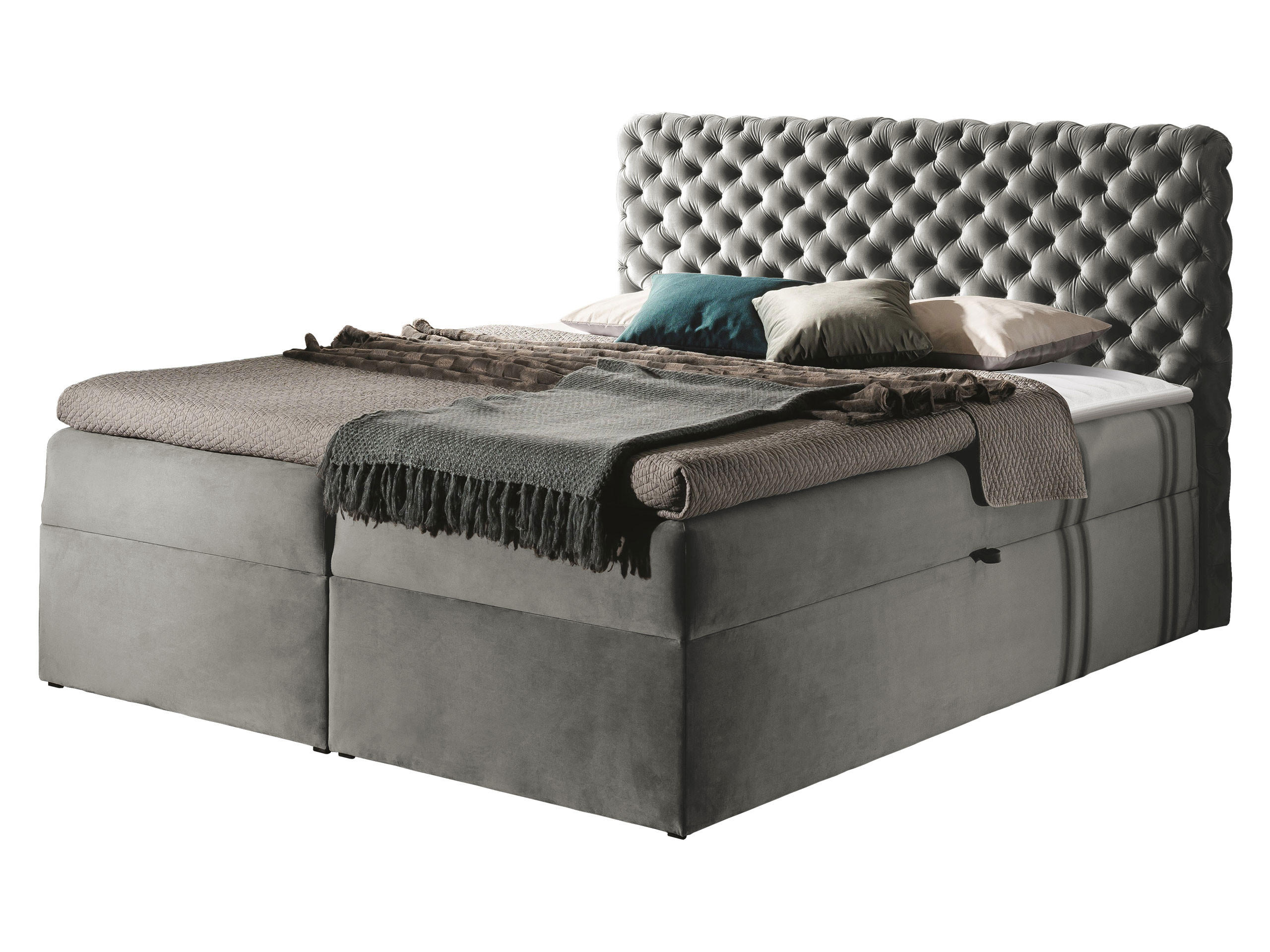 BOXBETT Chesterfield - Greige, Holz (200/200cm) - MIRJAN24