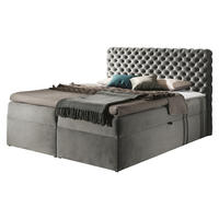 BOXBETT Chesterfield - Greige, Holz (160/200cm) - MIRJAN24