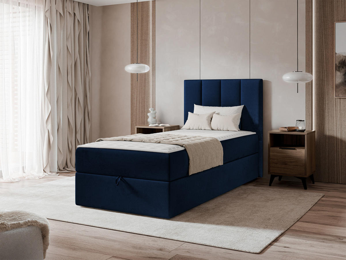 BOXBETT Rebos Single - H3 - Blau, Holz/Textil (100/200cm) - MIRJAN24