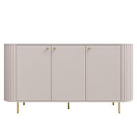 SIDEBOARD Halay Beige, 3 Türen Moderne Rillenstruktur 164,6 cm mit, runden Kanten - Beige/Goldfarben, Holzwerkstoff/Metall (164.6/85.4/42.4cm) - AX Living