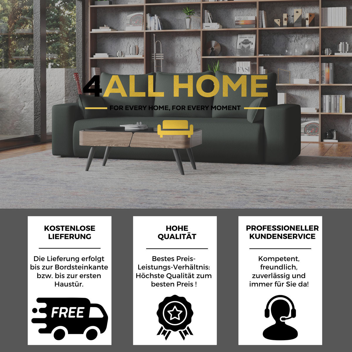 SOFA Bubi mit Bettkasten und Schlaffunktion, Cordstoff - Graphitfarben, Holzwerkstoff (242/85/95cm)