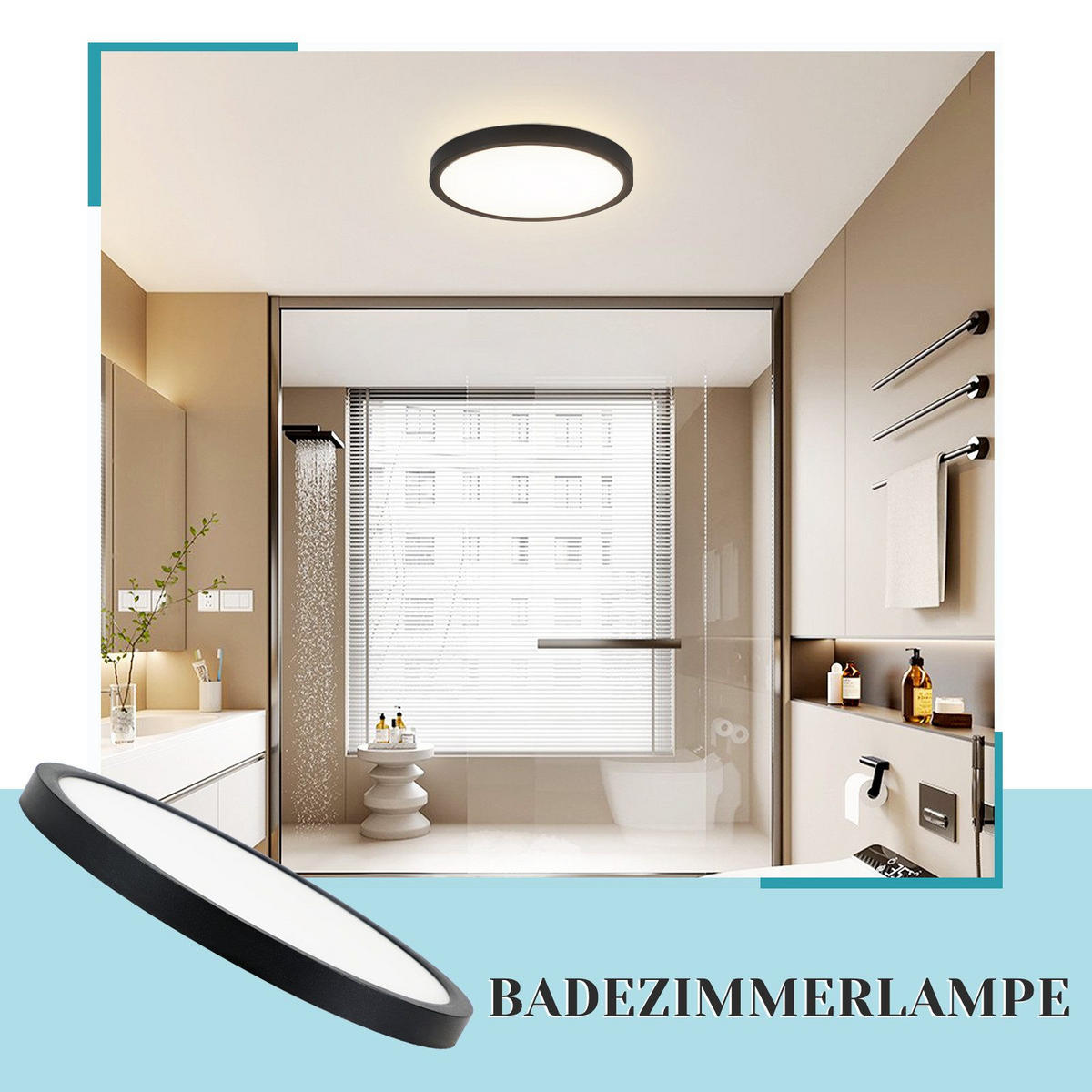 LED-DECKENLEUCHTE Warren 4000K-Neutralweiß 18/18/3 cm - Schwarz, Kunststoff (18/18/3cm) - Nettlife