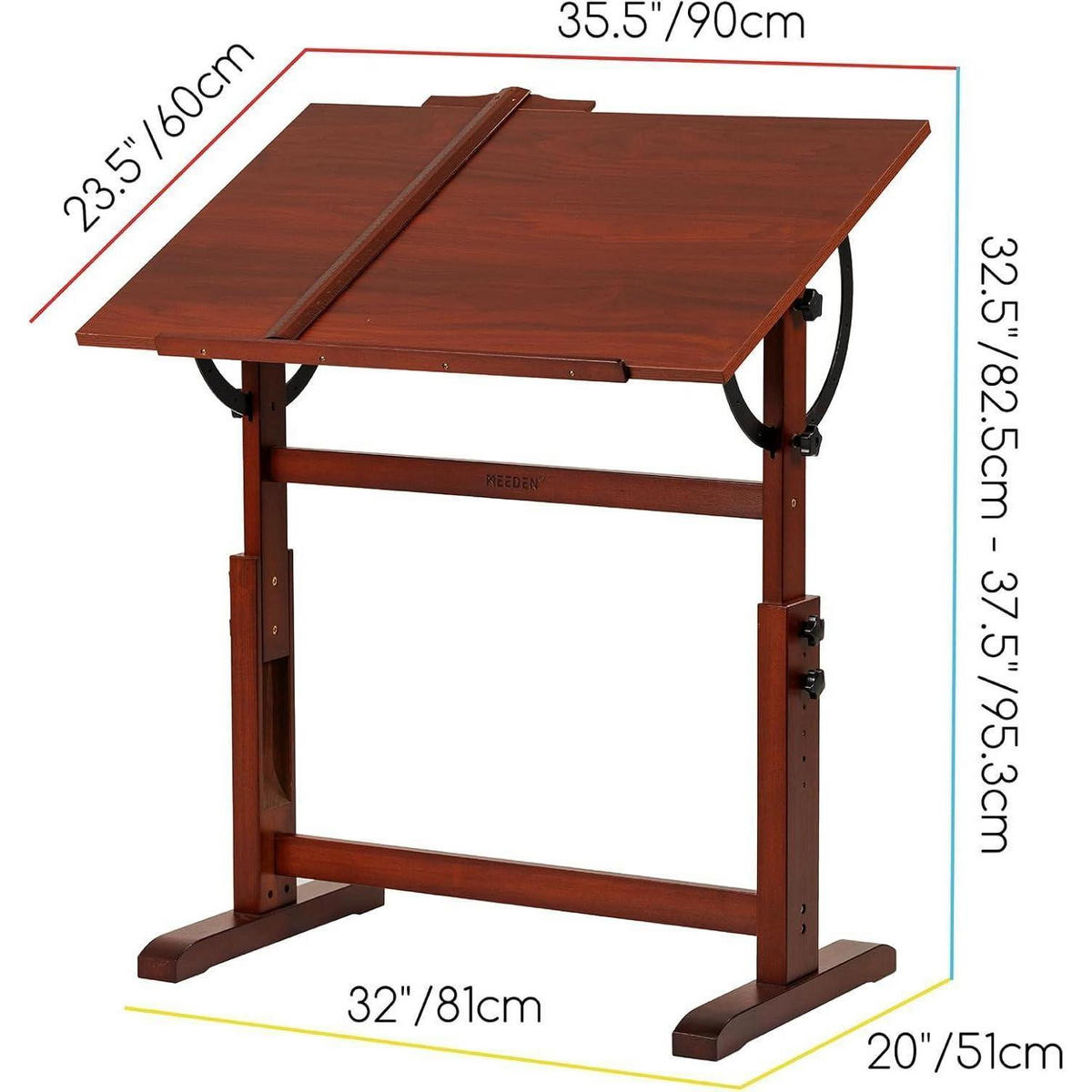 ZEICHENTISCH höhenverstellbar neigbar Walnussoptik - Braun, Holz (50/81/84cm)
