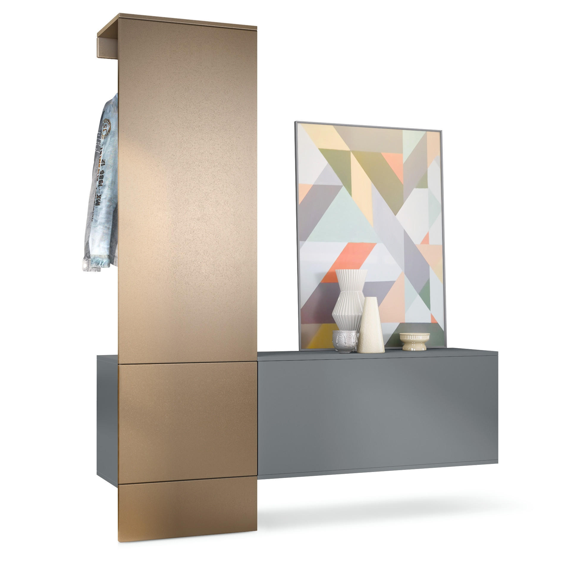 GARDEROBE Carlton Paneel in Bronze Optik - Bronzefarben, Holzwerkstoff (156.5/193/35cm) - Vladon