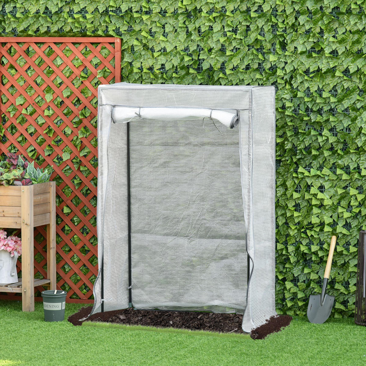 FOLIENGEWÄCHSHAUS , 101L x 50B x 150H cm - Weiß, Kunststoff/Metall (50/150/101cm) - Outsunny