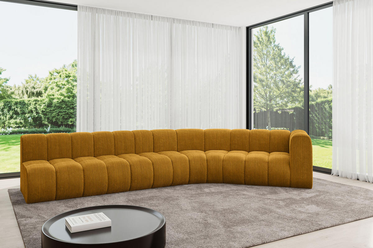 ECKSOFA modulares Sofa Karex-L2 - 399x194x70 cm Senfgelb - Currygelb, Holzwerkstoff/Textil (399/194cm) - ALTDECOR