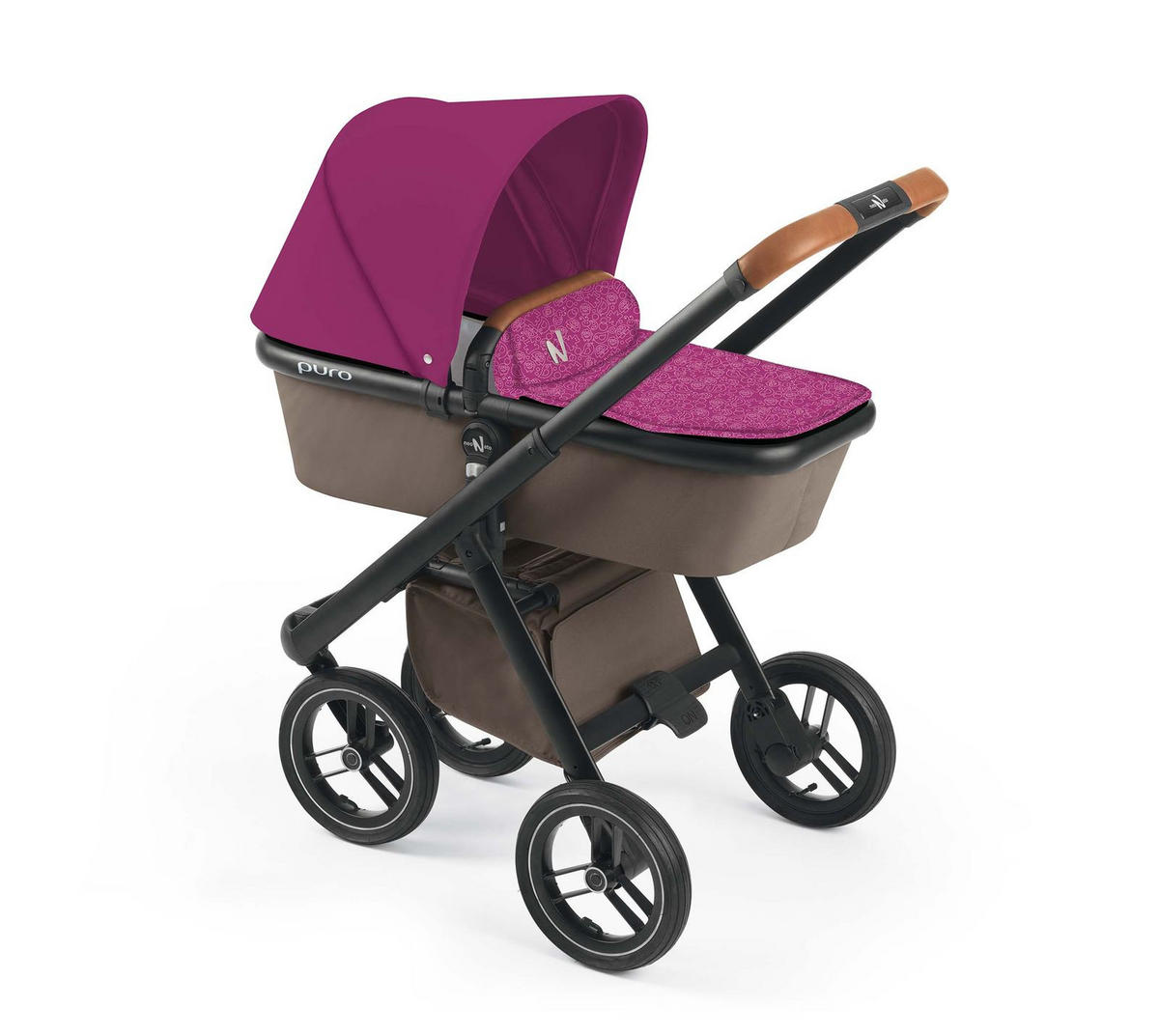 KOMBI-KINDERWAGEN Puro Urban 2 in1 inkl. Regenschutz und Wickeltasche - Blau/Beere, Holz/Kunststoff (61/94/123cm) - Cam il Mondo del Bambino S.p.A.