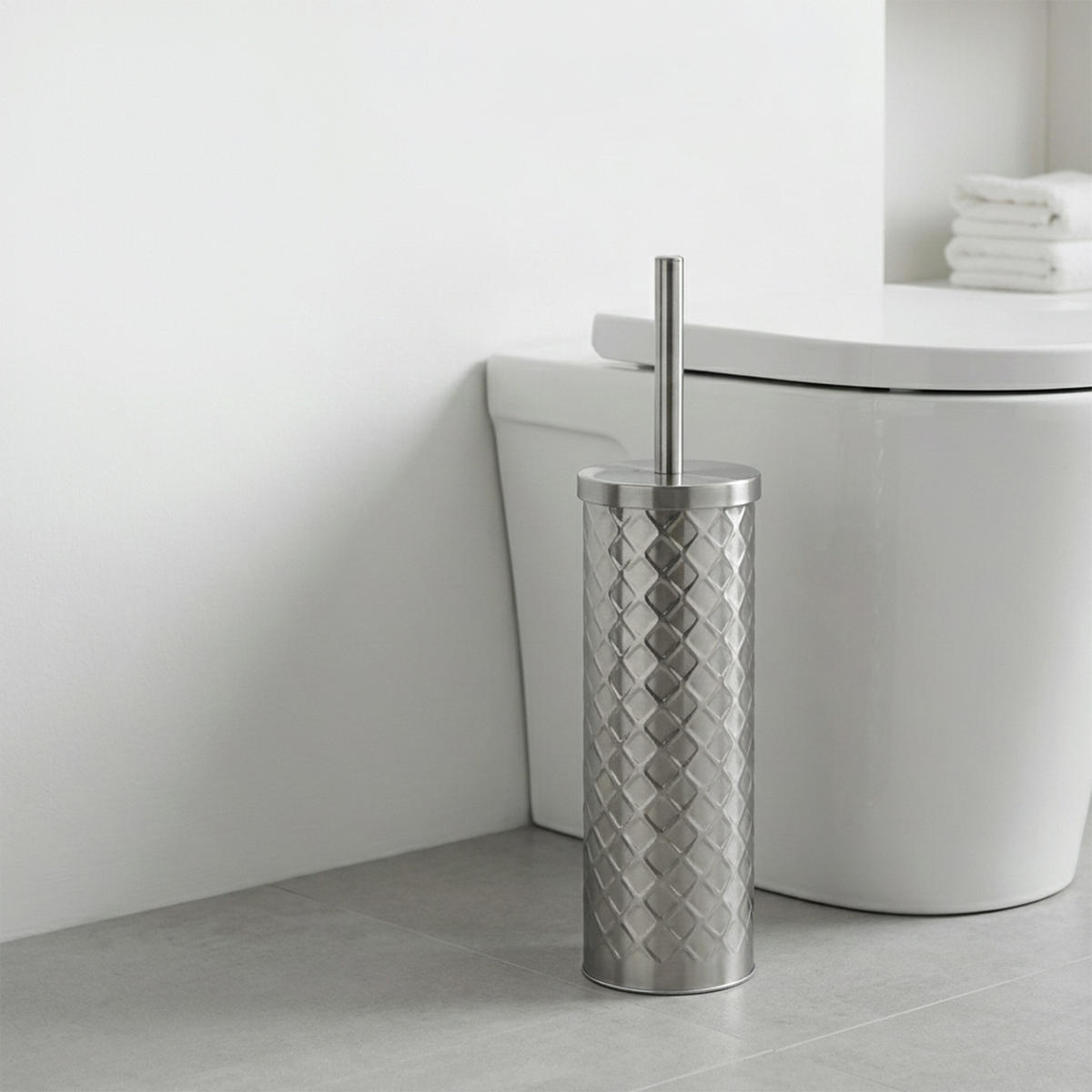 2-TLG.BADEZIMMER-SET - Silberfarben, Kunststoff/Metall (32.5/14/3cm) - Relaxdays