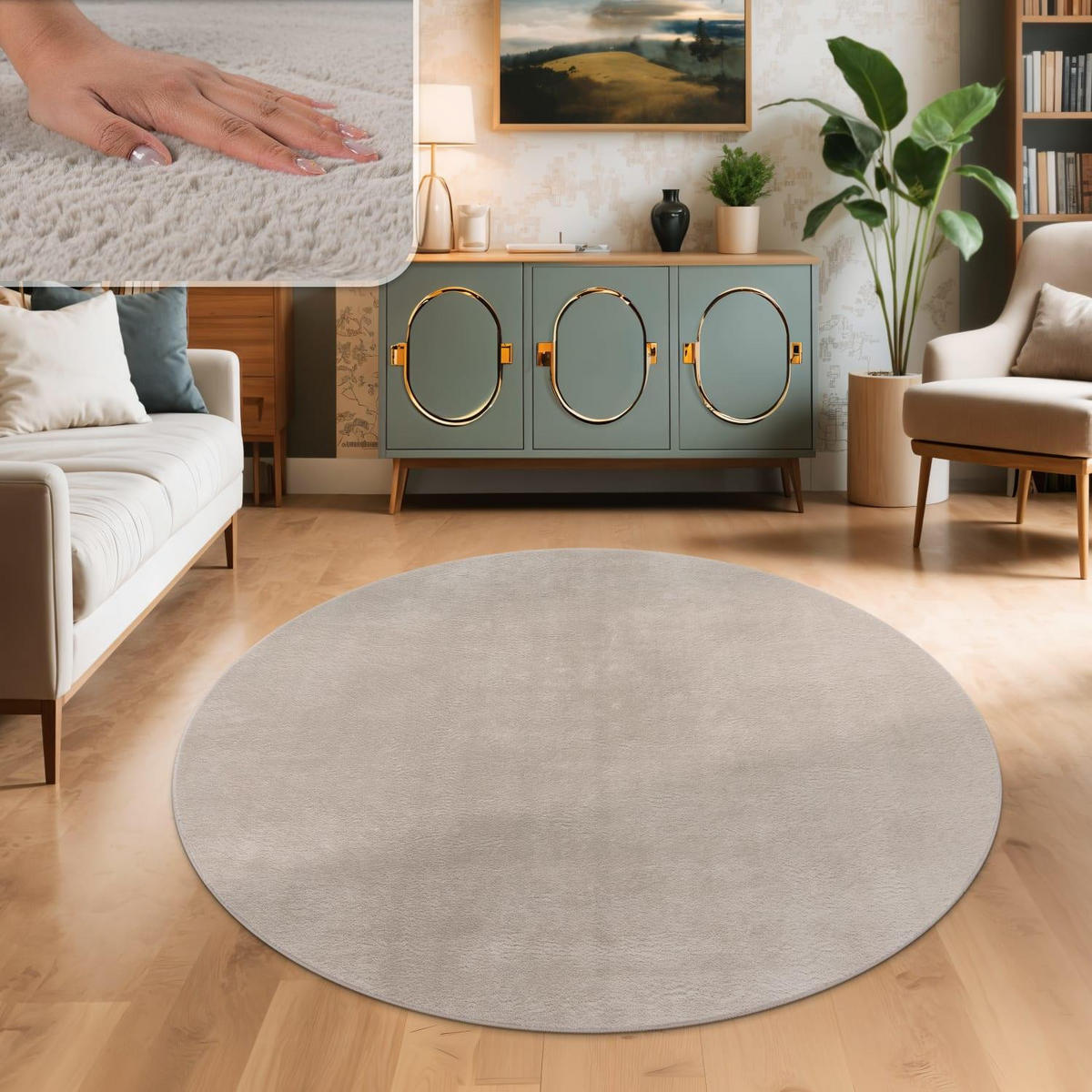 HOCHFLORTEPPICH 120/120 cm Soft 380 - Beige, Kunststoff (120/120cm) - Paco Home