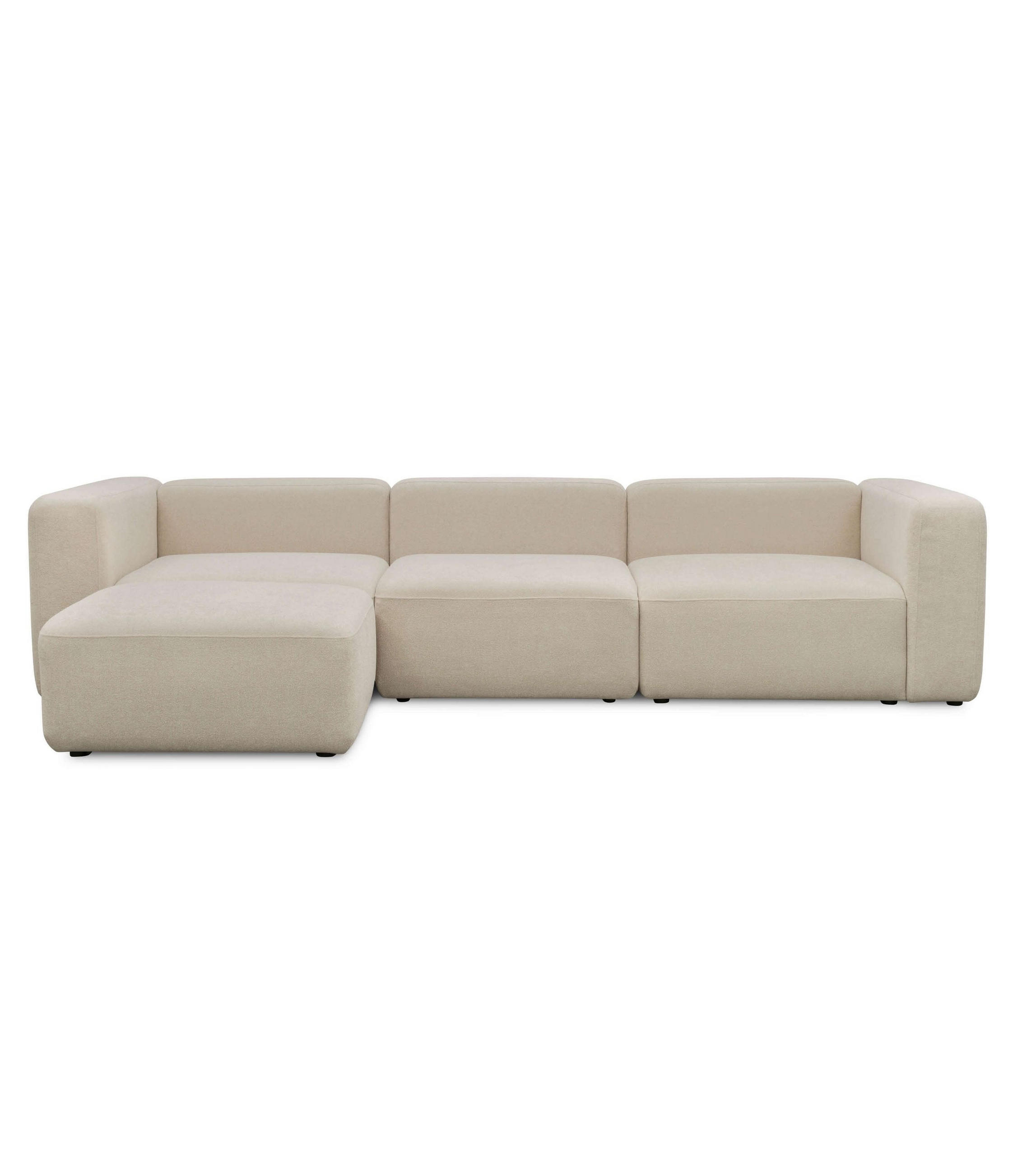 SOFA modular Cubo 4-Sitzer inkl. Hocker - Beige, Textil (314/201cm) - Mokebo