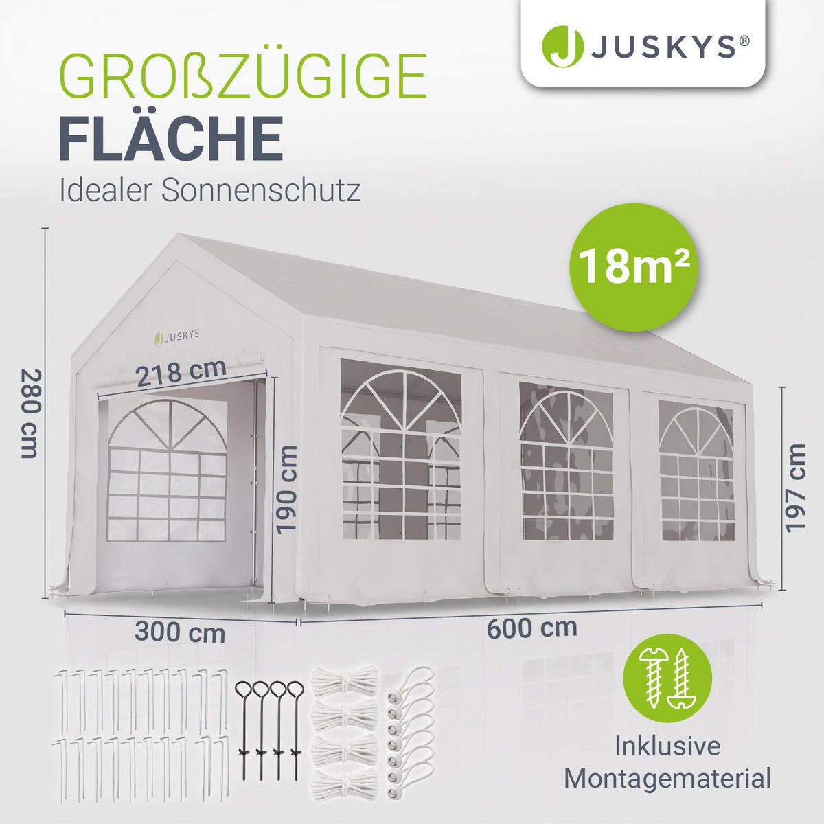 FESTZELT Partyzelt Gala weiß 3x6 m - Weiß, Kunststoff (300/280/600cm) - Juskys