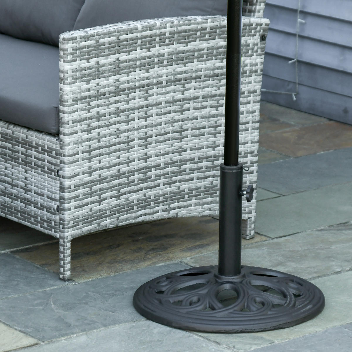 SONNENSCHIRMSTÄNDER Schwarz Ø 45/33,5 cm - Schwarz, Stein (45/45cm) - PANGIVO