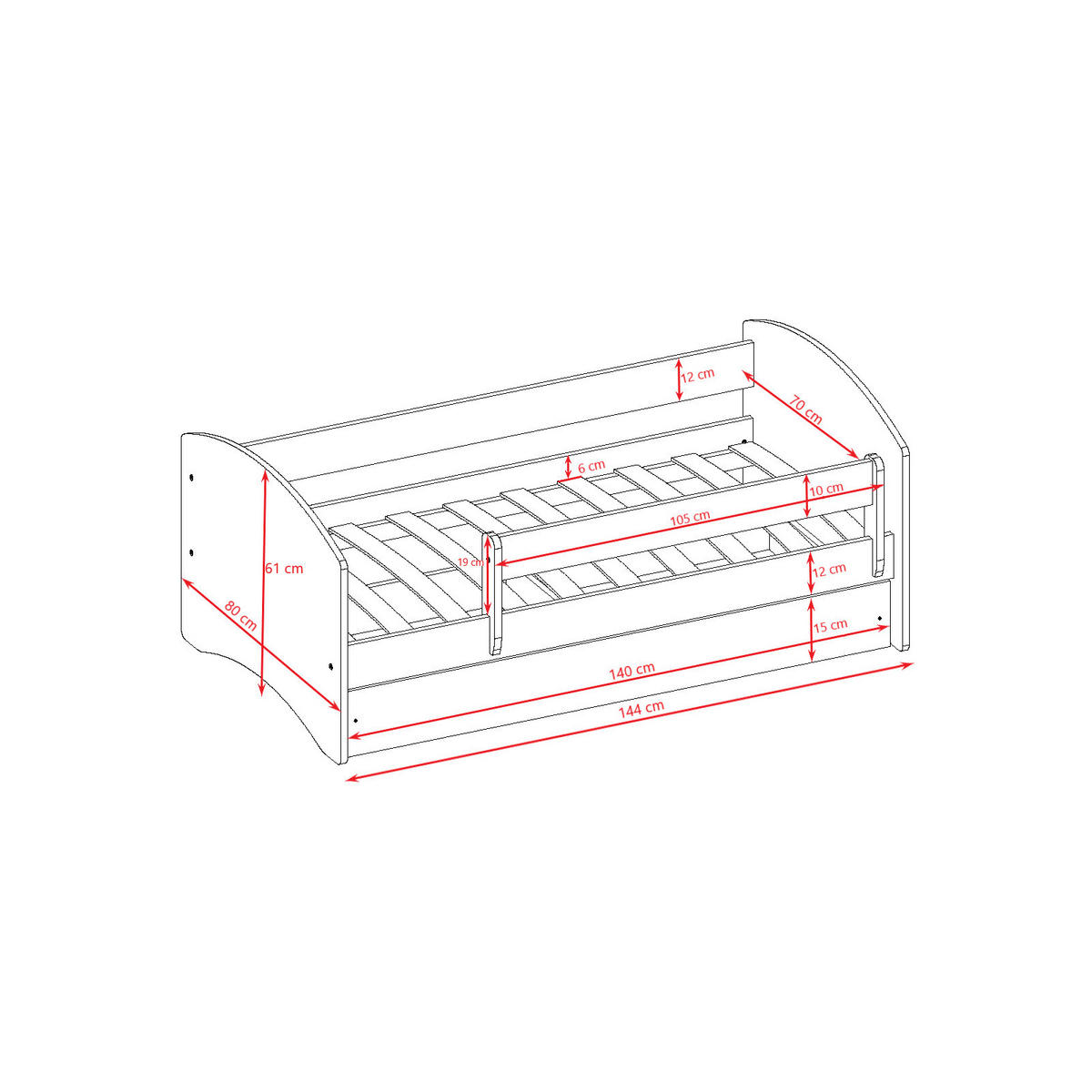 KINDERBETT Formel 1 mit Schublade und Matratze 140/70 - Grün, Holzwerkstoff (70/140cm) - RAUMHIRSCH FURNITURE