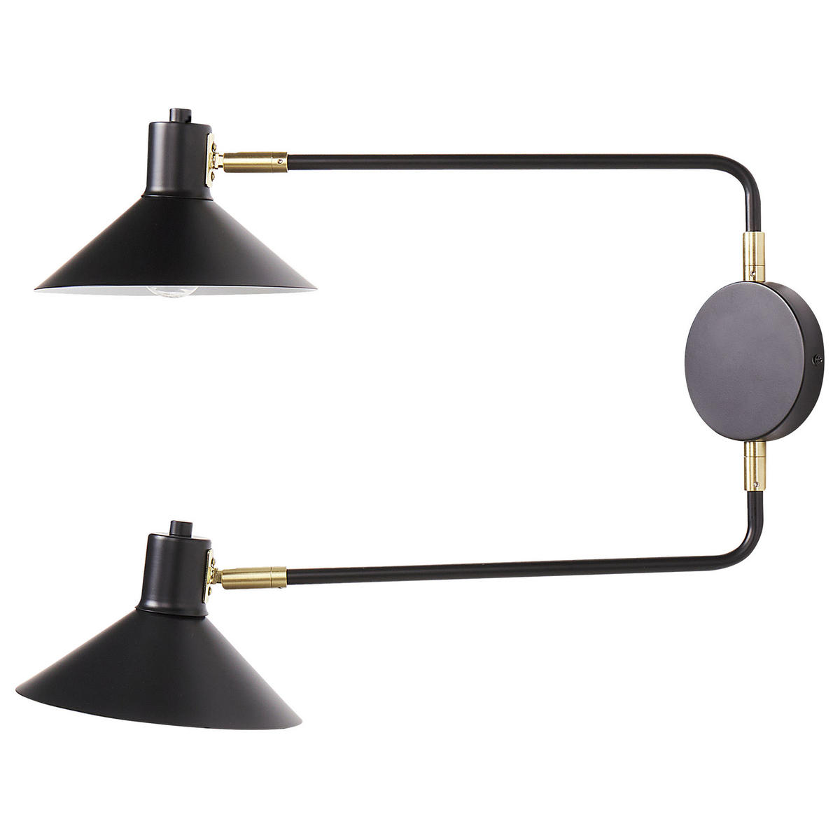 WANDLAMPE Schwarz Kadassa - Goldfarben/Schwarz, Metall (84/38/20cm) - Beliani