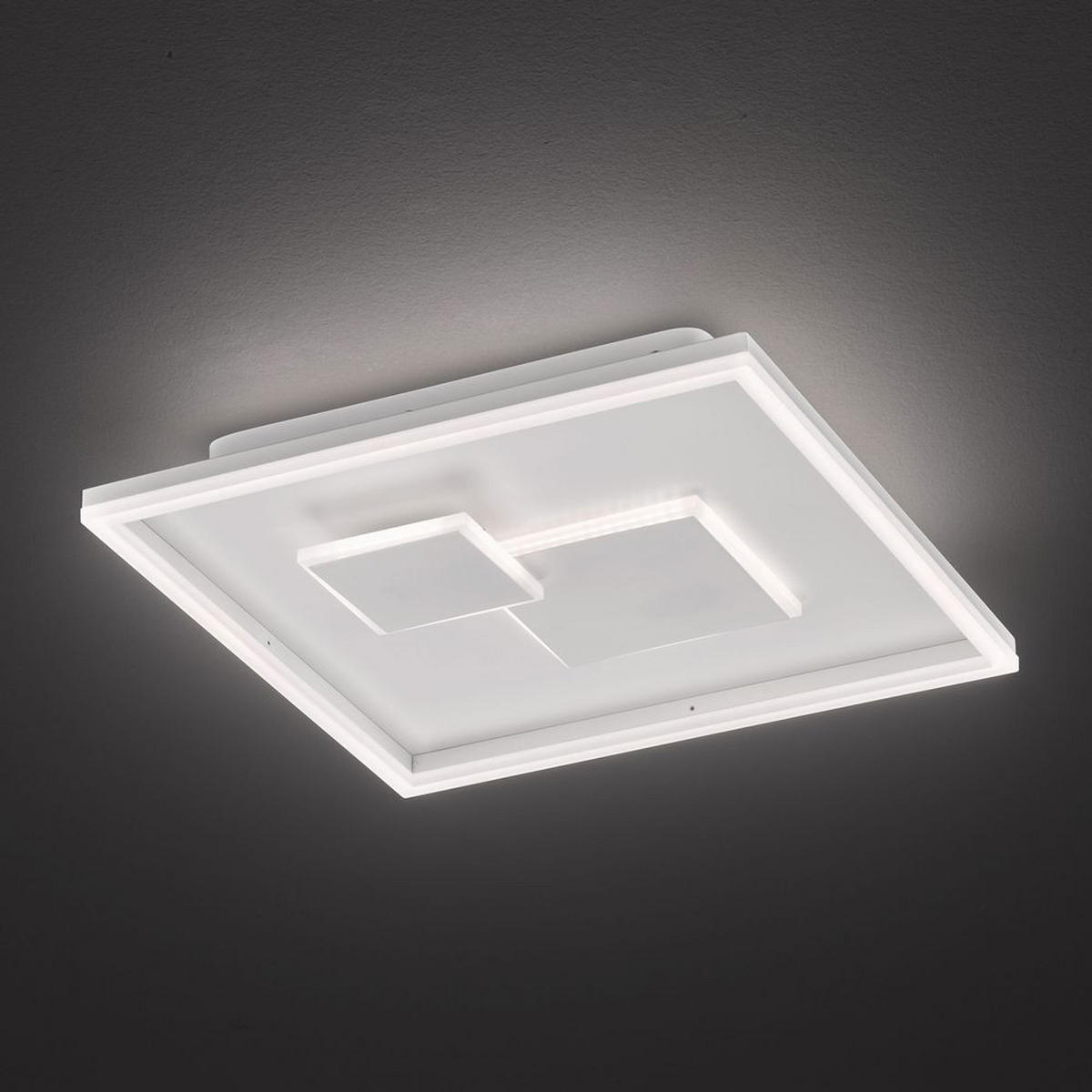 LED DECKENLEUCHTE Weiß 3 Stufen Dimmer - Weiß, Metall (40.5/40.5/6.5cm)