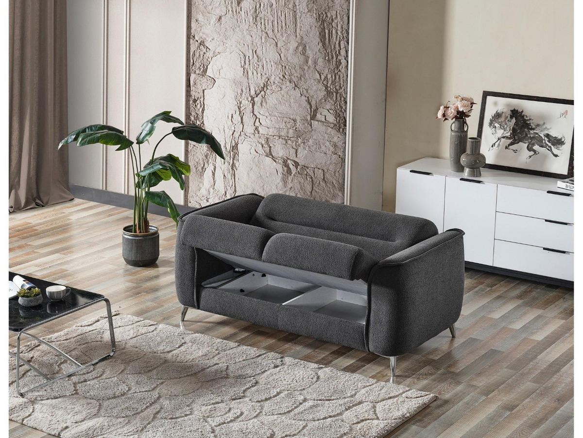 SITZGARNITUR Acapulco, Anthrazit Stellvariante 3+2+1 - Anthrazit, Holzwerkstoff/Kunststoff (237/87/98cm)