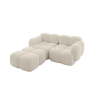 ECKSOFA modulares Sofa Links Miko-L1 214x205x75 Beige Bouclé - Sandfarben/Schwarz, Holzwerkstoff/Kunststoff (214/205cm) - ALTDECOR