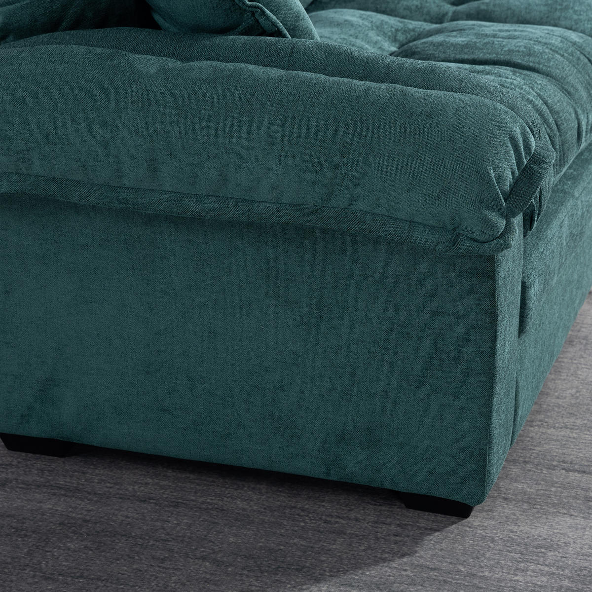 2-SITZER SOFA Chenille Grün mit Kissen - Grün, Holzwerkstoff/Kunststoff (213.4/87.6/90.1cm) - WISHDOR
