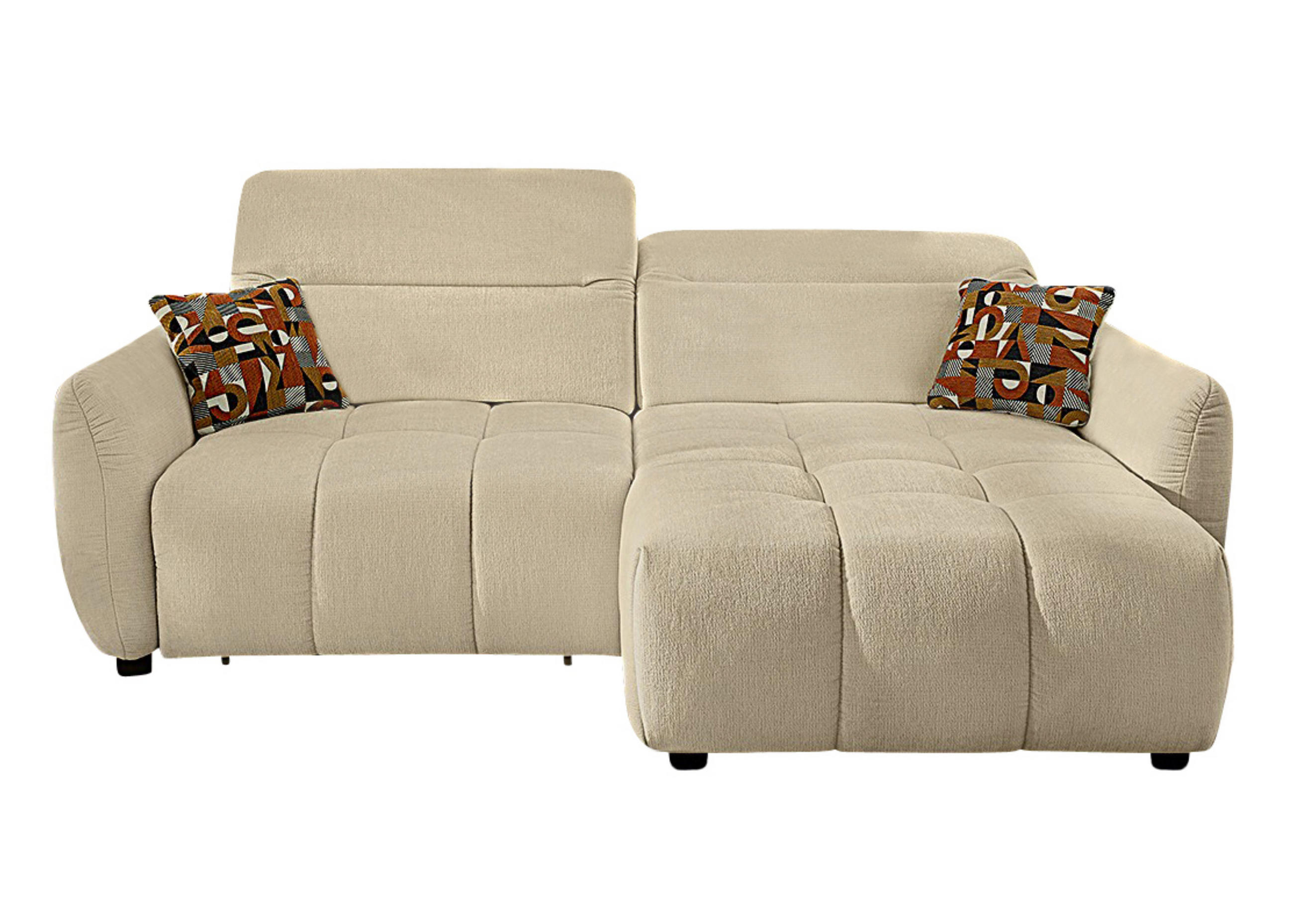 ECKSOFA 260/191/106 cm mit elektrischer Sitztiefenverstellung, Kopflehnen verstellbar, USB-A und USB-C-Ladefunktion, Flachgewebe Beige / 15405 - Beige/Multicolor, Kunststoff/Textil (260/191cm) - luma-home