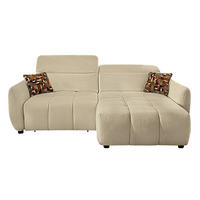 ECKSOFA mit elektrische Sitztiefenverstellung, Kopflehnen verstellbar, USB-C und -A Ladefunktion B260/T191/H106 cm, Flachgewebe Beige / 15405 - Beige/Multicolor, Kunststoff/Textil (260/191cm) - luma-home