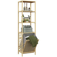 BADEZIMMERREGAL - Naturfarben, Holzwerkstoff/Kunststoff (33/160/44cm) - HOMCOM