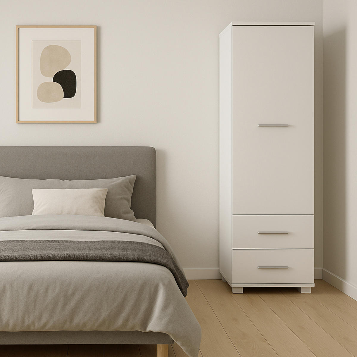 HOCHSCHRANK FAUSKE SZF1-1D2S Schubladen Weiß - Silberfarben/Weiß, Holzwerkstoff/Kunststoff (40/130/36cm) - Komodee