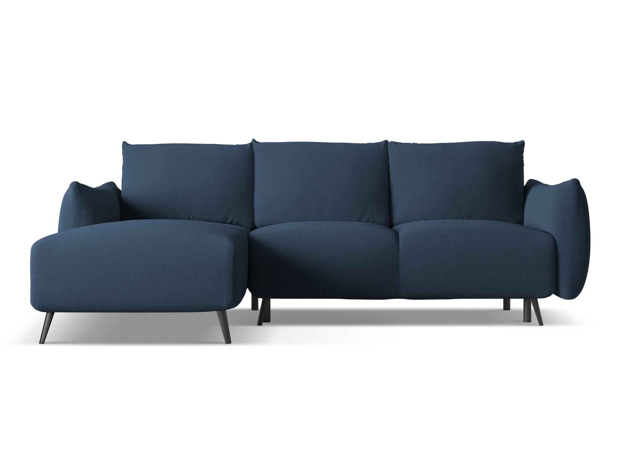 ECKSOFA mit Schlaffunktion Chenille Stoff Blau - Blau/Schwarz, Textil/Metall (162/242cm) - Makamii