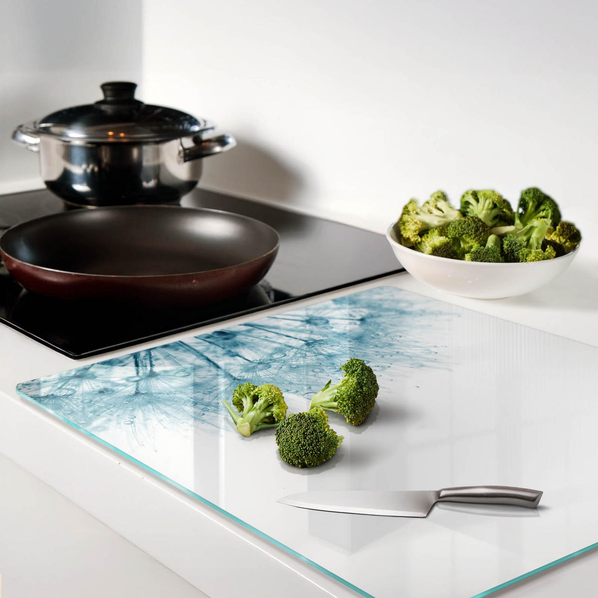 GLASPLATTE 60x52 cm Löwenzahn - Grau, Glas (60/0.4/52cm) - TULUP