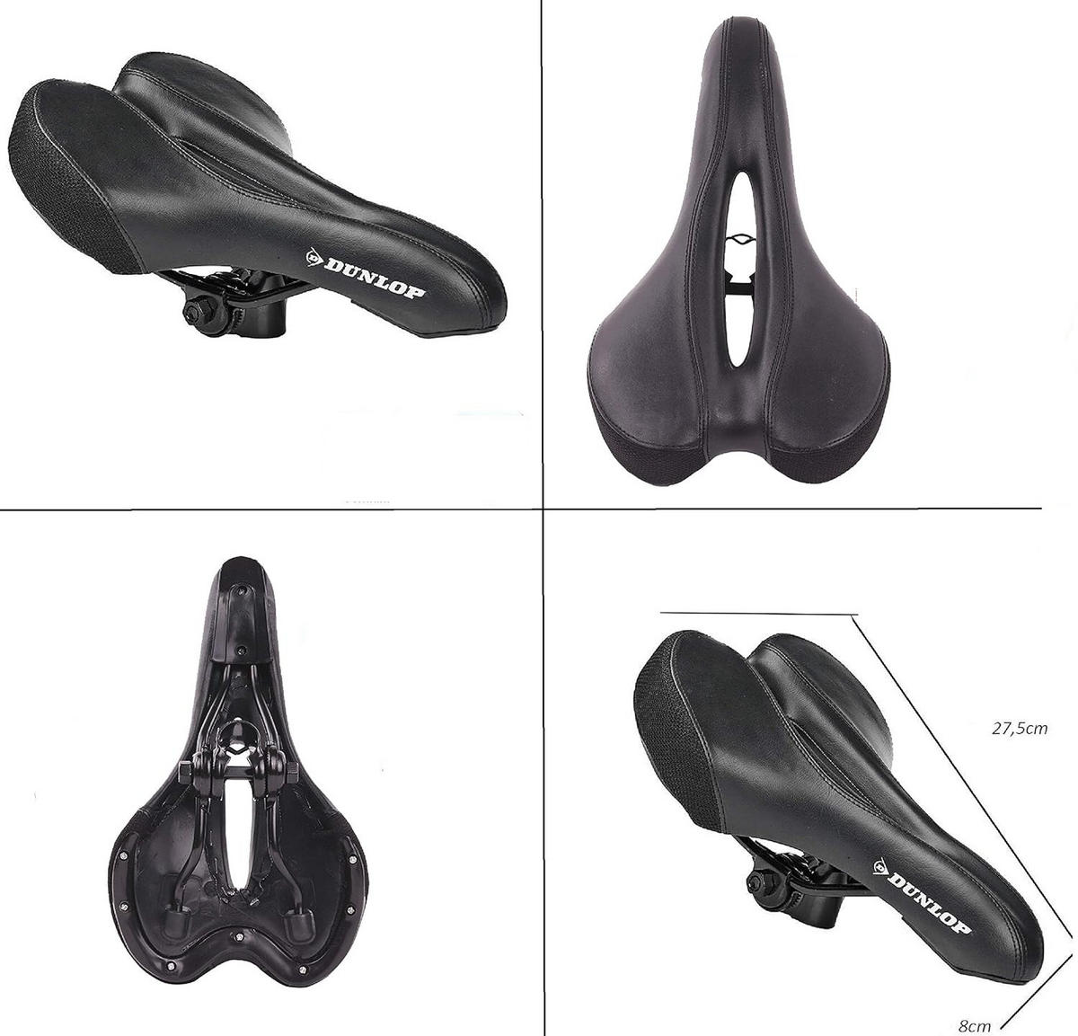 FAHRRADSATTEL – Ergonomischer MTB Gel-Sattel für Damen & Herren – Komfortsattel für Mountainbike, Rennrad & Trekkingrad, Atmungsaktiv - Schwarz, Metall (18/10/28cm) - Dunlop