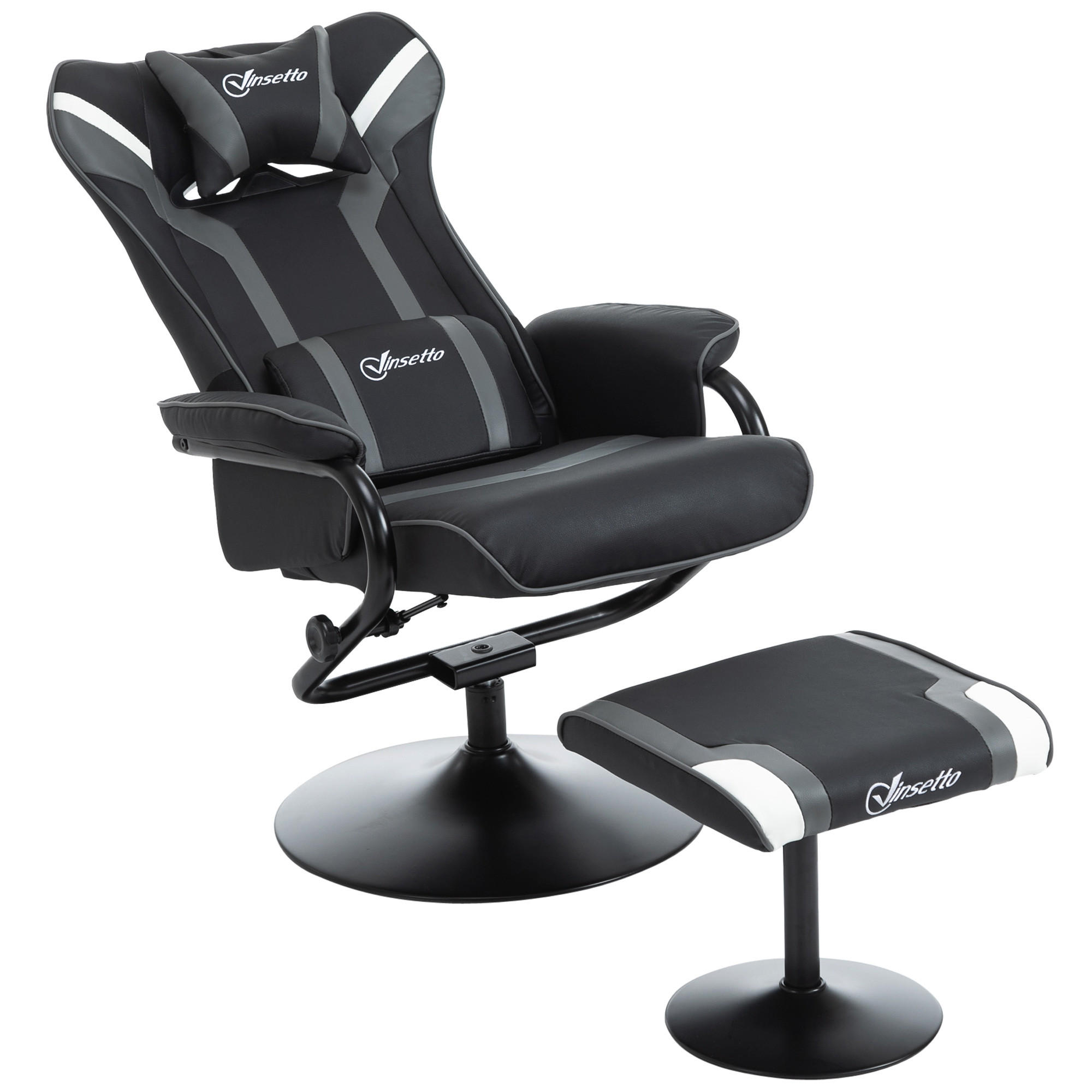 RELAXSESSEL, Schwarz+Grau - Multicolor/Grau, Kunststoff (82.5/103/67cm) - Vinsetto
