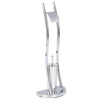 TOILETTENPAPIERHALTER mit Bürste Silber Soacha - Silberfarben, Metall (33/92/18cm) - Beliani