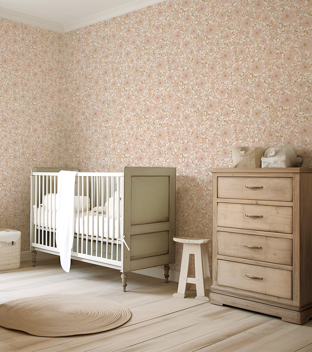VLIESTAPETE Eleonore Blumen 50 cm x 10 m, rosa - Pink/Beige, Papier (50/1000cm) - Lilipinso