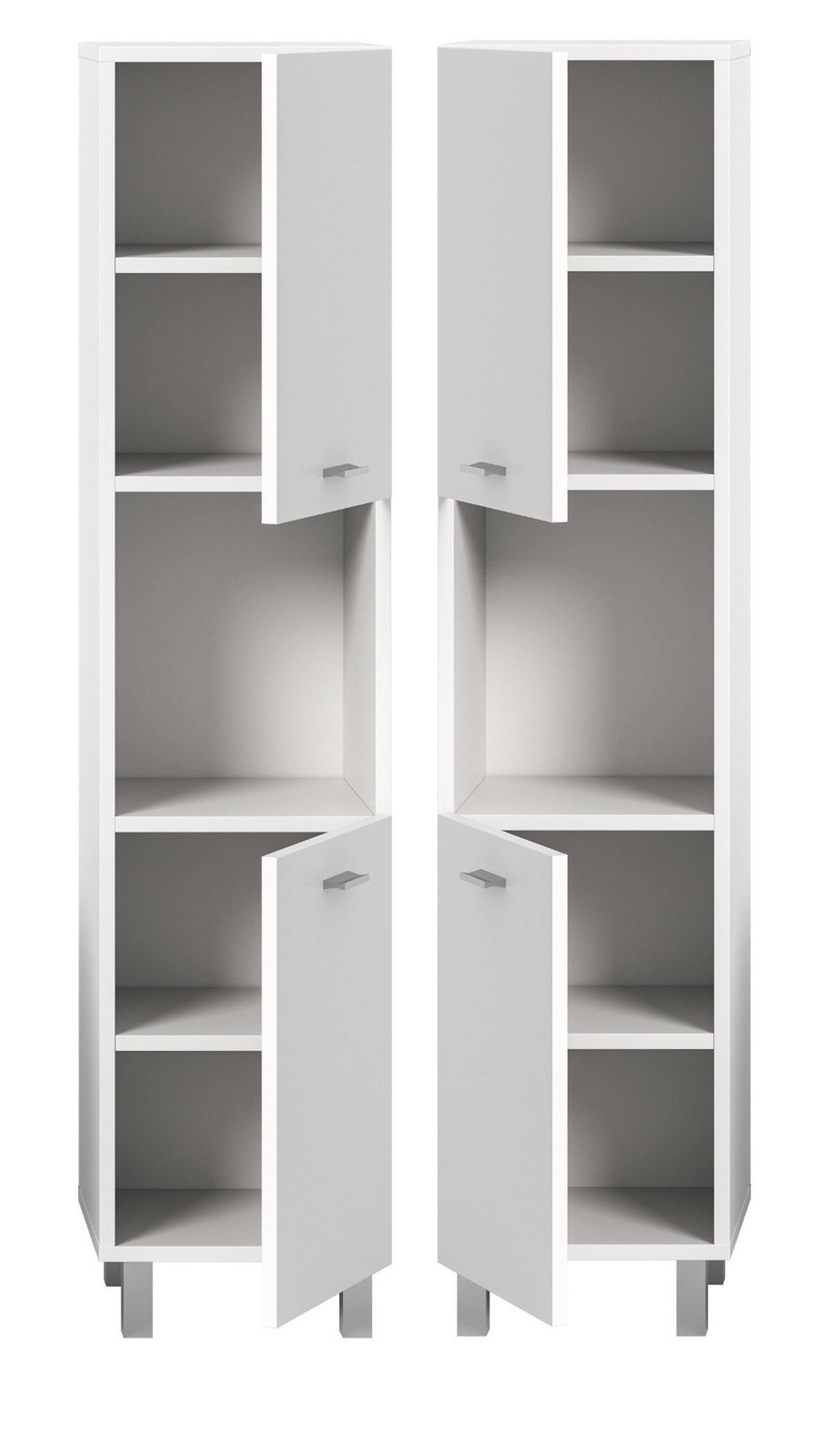 MIDISCHRANK weiß 30 cm, Badschrank hängend oder stehend - Silberfarben/Weiß, Holzwerkstoff/Kunststoff (30/125/29cm) - Inn.Furn