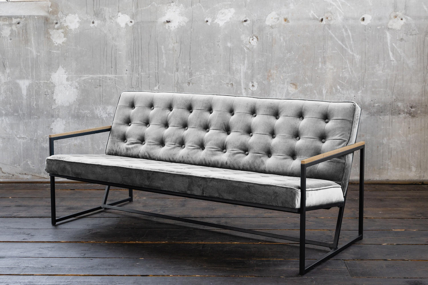 POLSTERBANK ARLY Grau Velvet - Grau, Textil (173/80/77cm) - KAWOLA