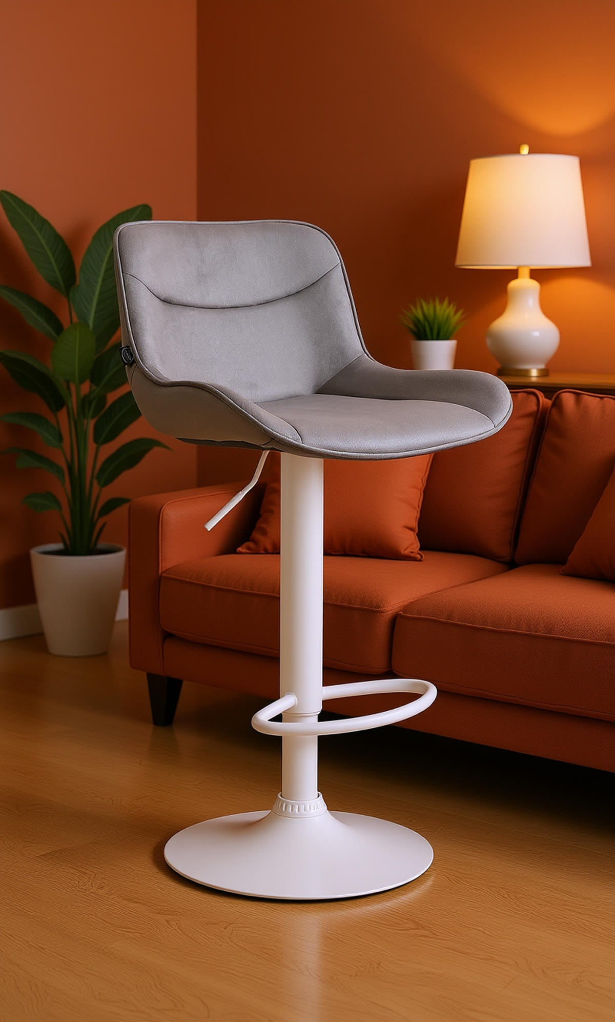 BARHOCKER Vulcano Samt weiß grau - Weiß/Grau, Textil/Metall (49/106/51cm) - TPFLiving