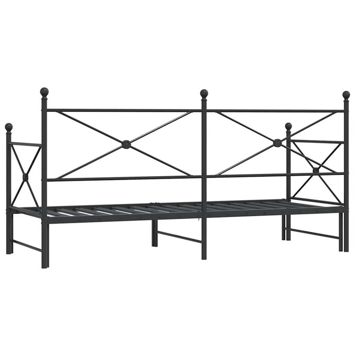 TAGESBETT Ausziehbar Ohne Matratze Schwarz 90/200 Cm Stahl - Schwarz, Metall (90/200cm) - vidaXL