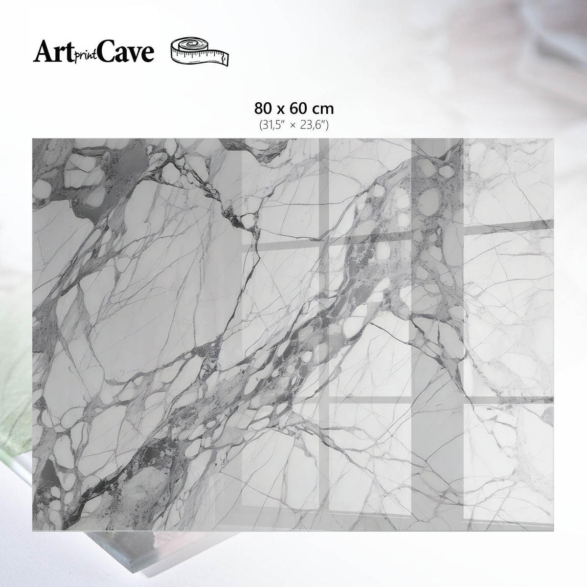 GLASPLATTE 80x60 cm – Marmor-Eleganz - Blau, Glas (0.4/80/60cm) - ArtPrintCave