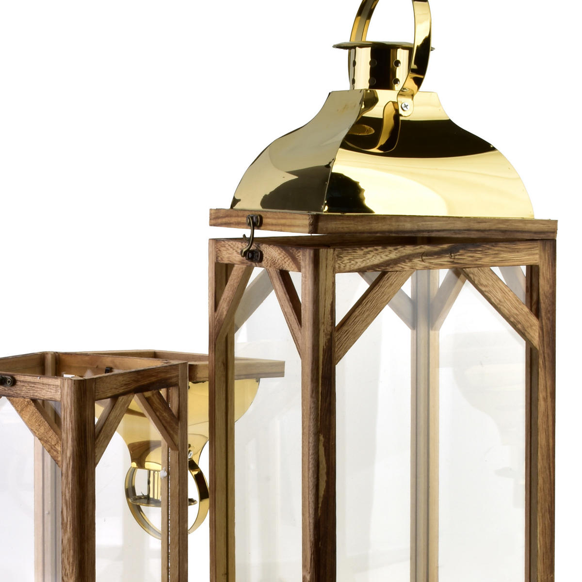 LATERNE Levi 2er Set braun 20/20/53 cm Holz - Braun, Holz (20/53/20cm) - Mondex