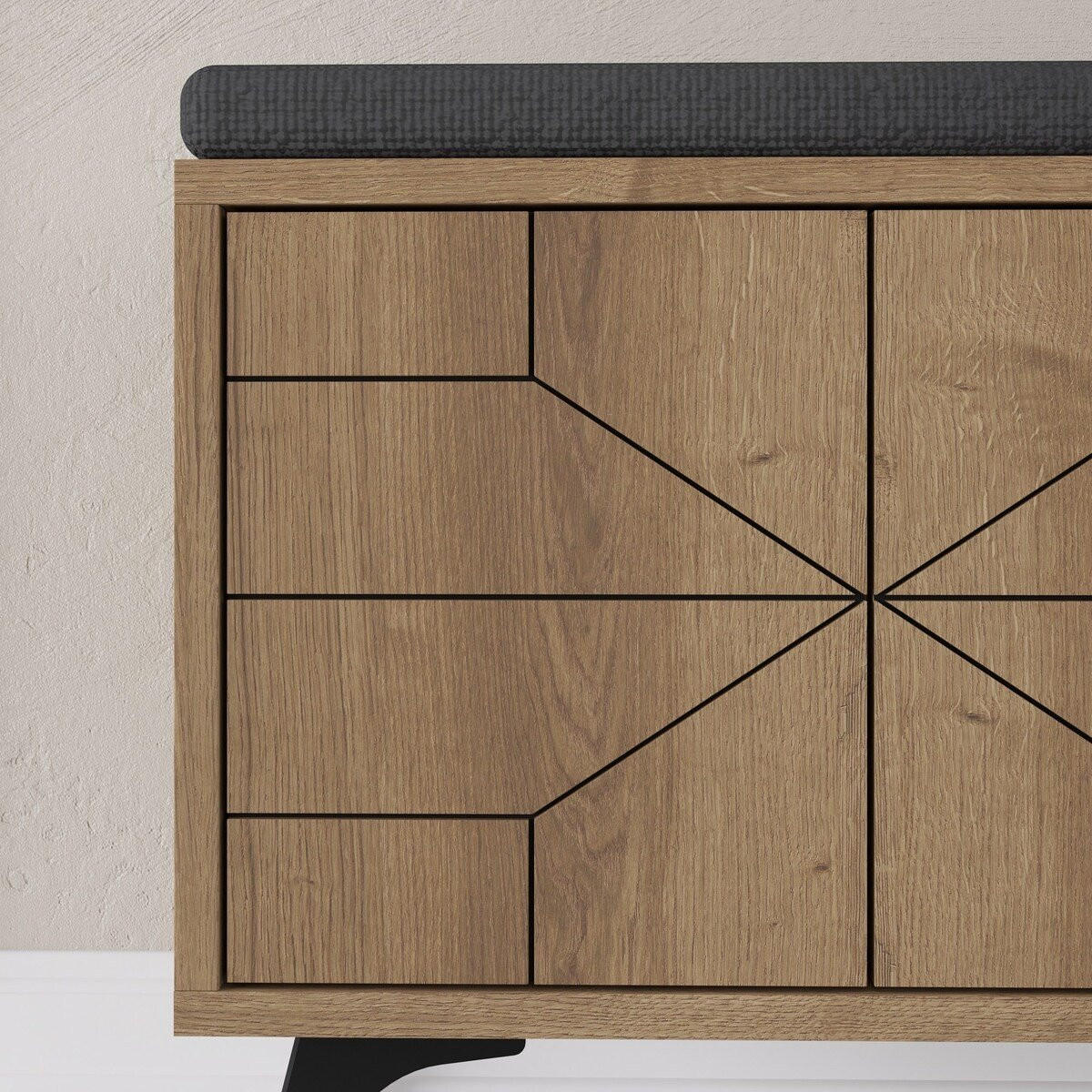 SKŘÍŇKA na boty se 4 dveřmi, výška 55 cm - DUNE BENCH - jabloňová, kompozitní dřevo (107/55/35cm) - Calicosy