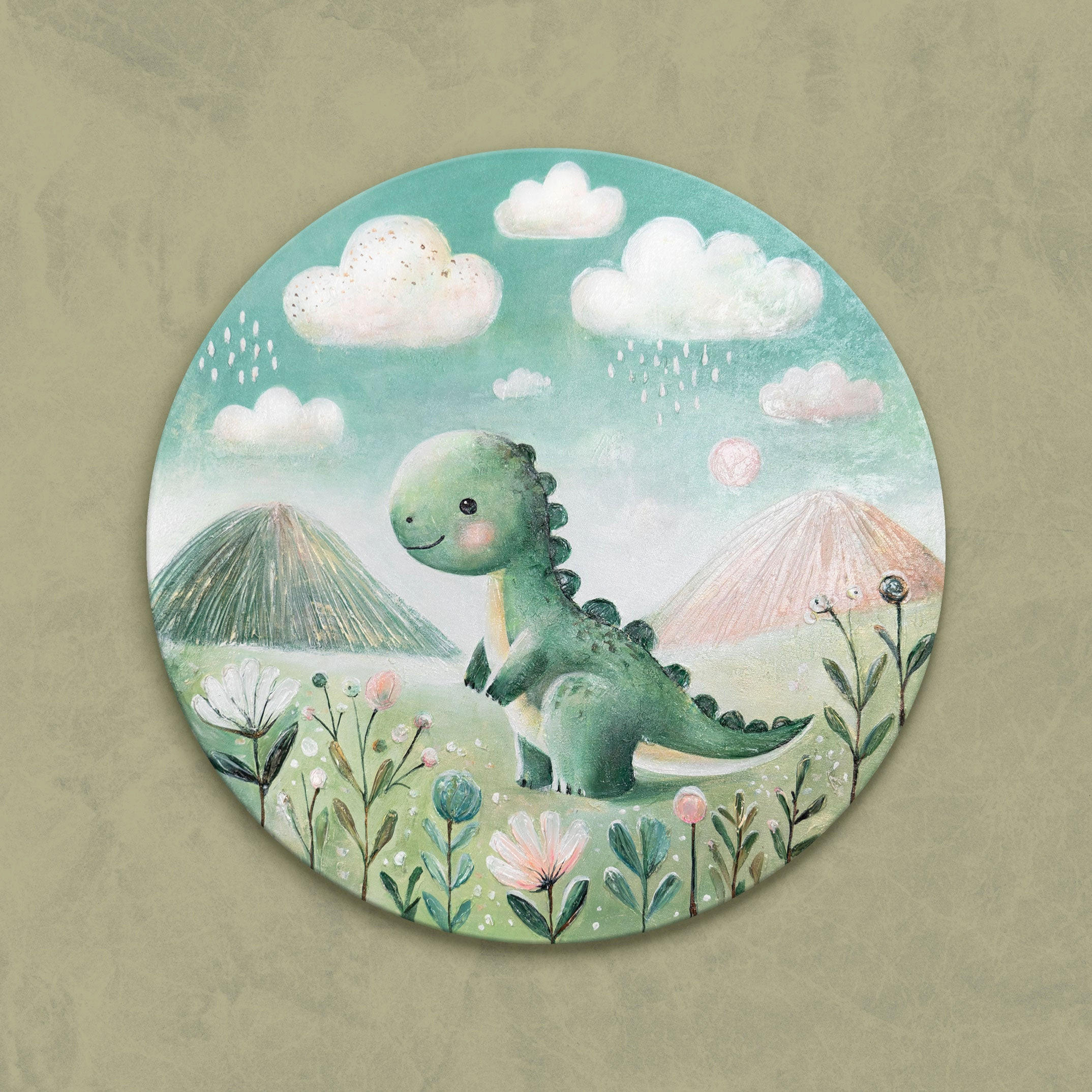 GEMÄLDE Dinosaurier auf Keilrahmen 100 cm - Multicolor, Holz (100/100cm) - YS-art gallery